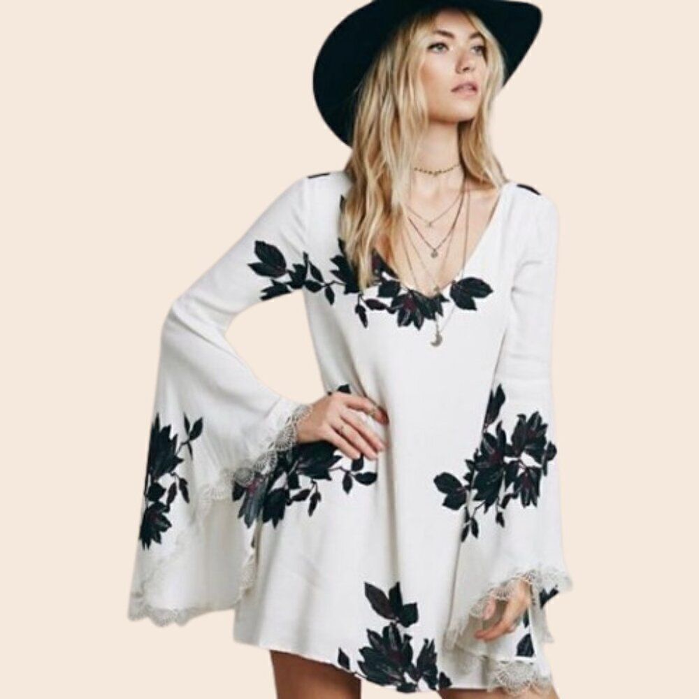 Free People Oxford White Embroidered Mini Swing Dress Size Small - Picture 16 of 16